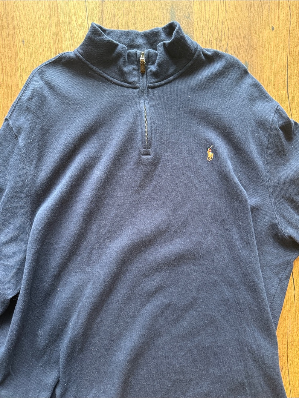 Ralph Lauren Navy Quarter-Zip Sweatshirt with Pony Logo